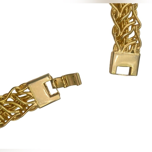 Vintage estate 1980’s Byzantine gold tone link chain necklace weighty 18 inches - Picture 7 of 9